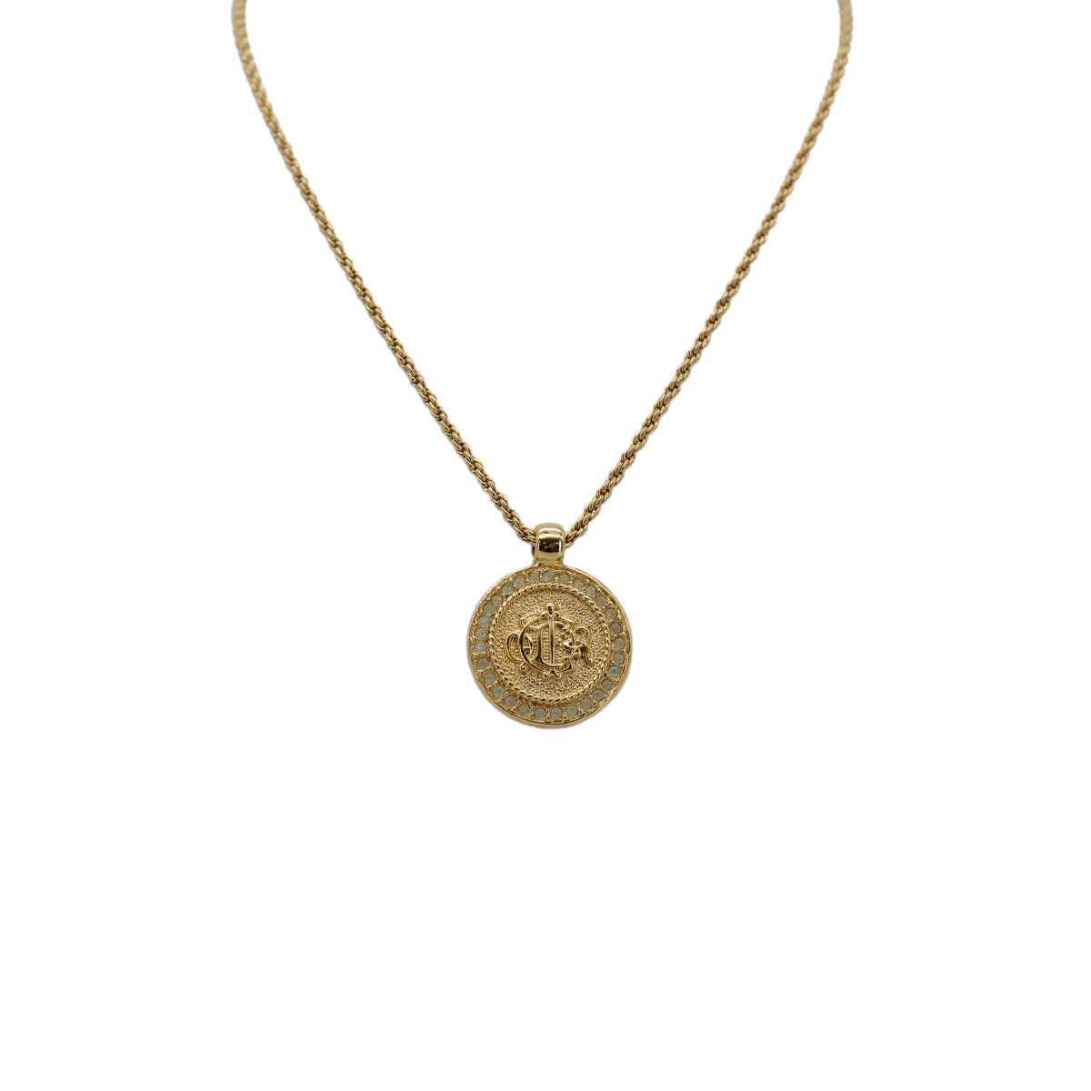 PURPOSE CHRISTIAN DIOR NECKLACE LOGO RHINESTONE GOLD ACCESSORY 90302192