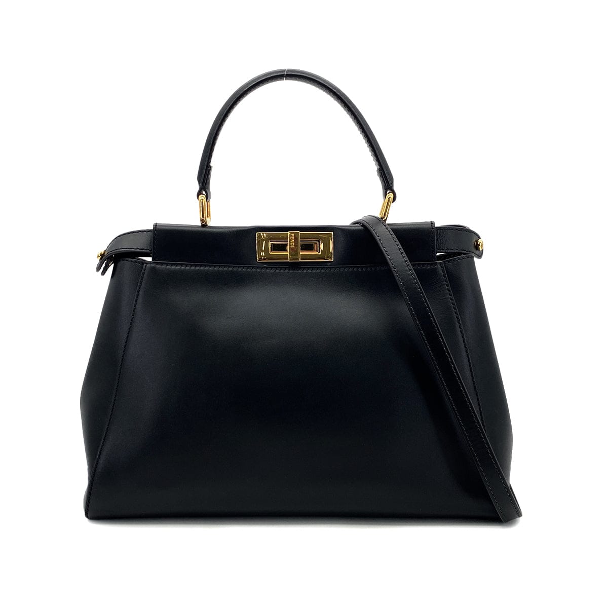 PURPOSE FENDI PEEKABOO REGULAR HAND SHOULDER BAG LEATHER BLACK 8BN226 90304719