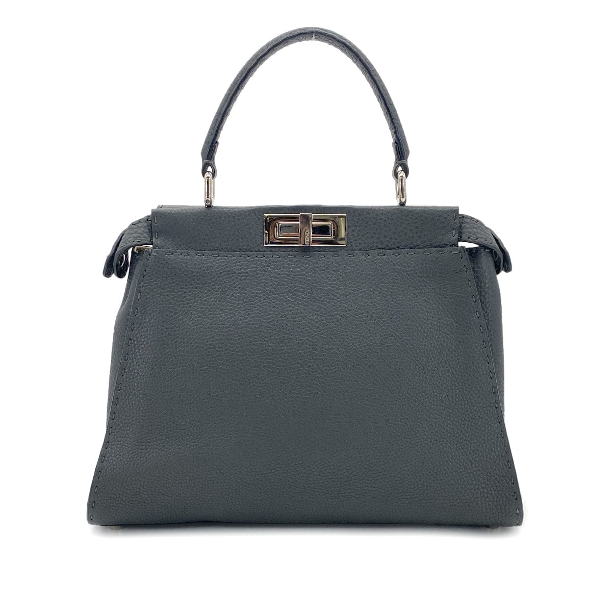 PURPOSE FENDI PEEKABOO REGULAR SELLERIA HAND SHOULDER BAG LEATHER DARK GRAY 8BN226 90304716