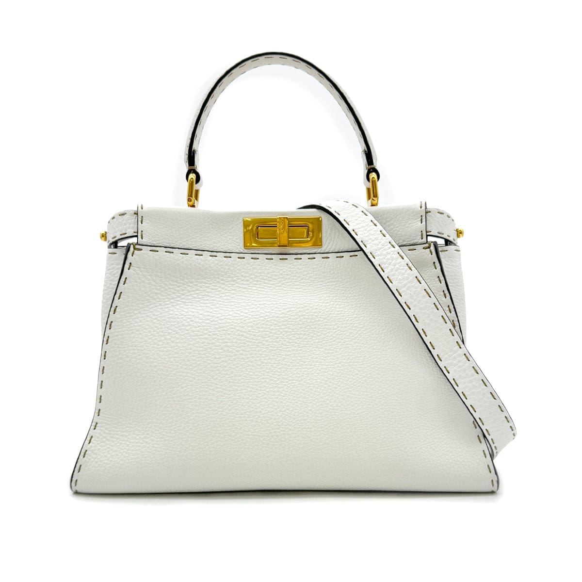 PURPOSE FENDI PEEKABOO REGULAR SELLERIA HAND SHOULDER BAG LEATHER WHITE 8BN290 90305461