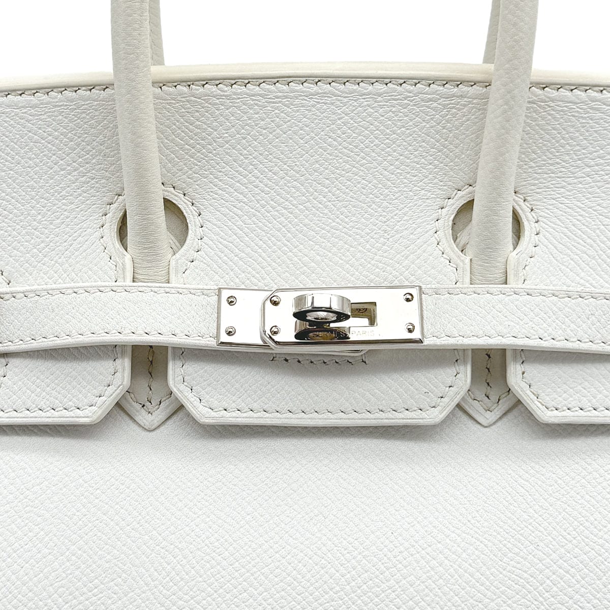 PURPOSE HERMES BIRKIN 25 BLANC VEAU EPSOM HAND BAG 2009 SQUARE M PALLADIUM HARDWARE 90317617