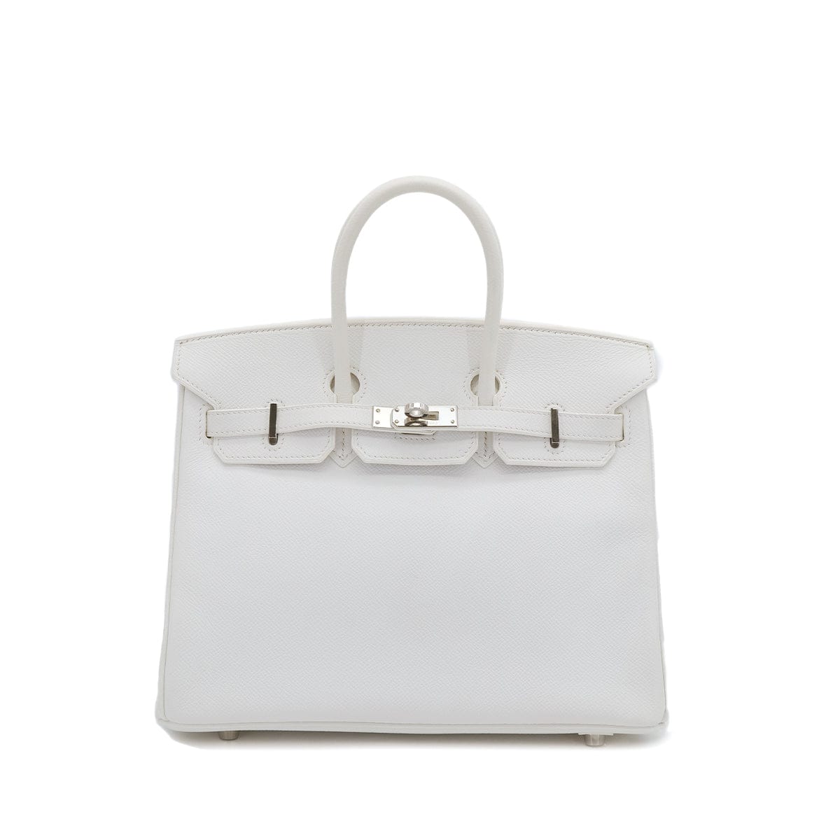PURPOSE HERMES BIRKIN 25 BLANC VEAU EPSOM HAND BAG 2009 SQUARE M PALLADIUM HARDWARE 90317617