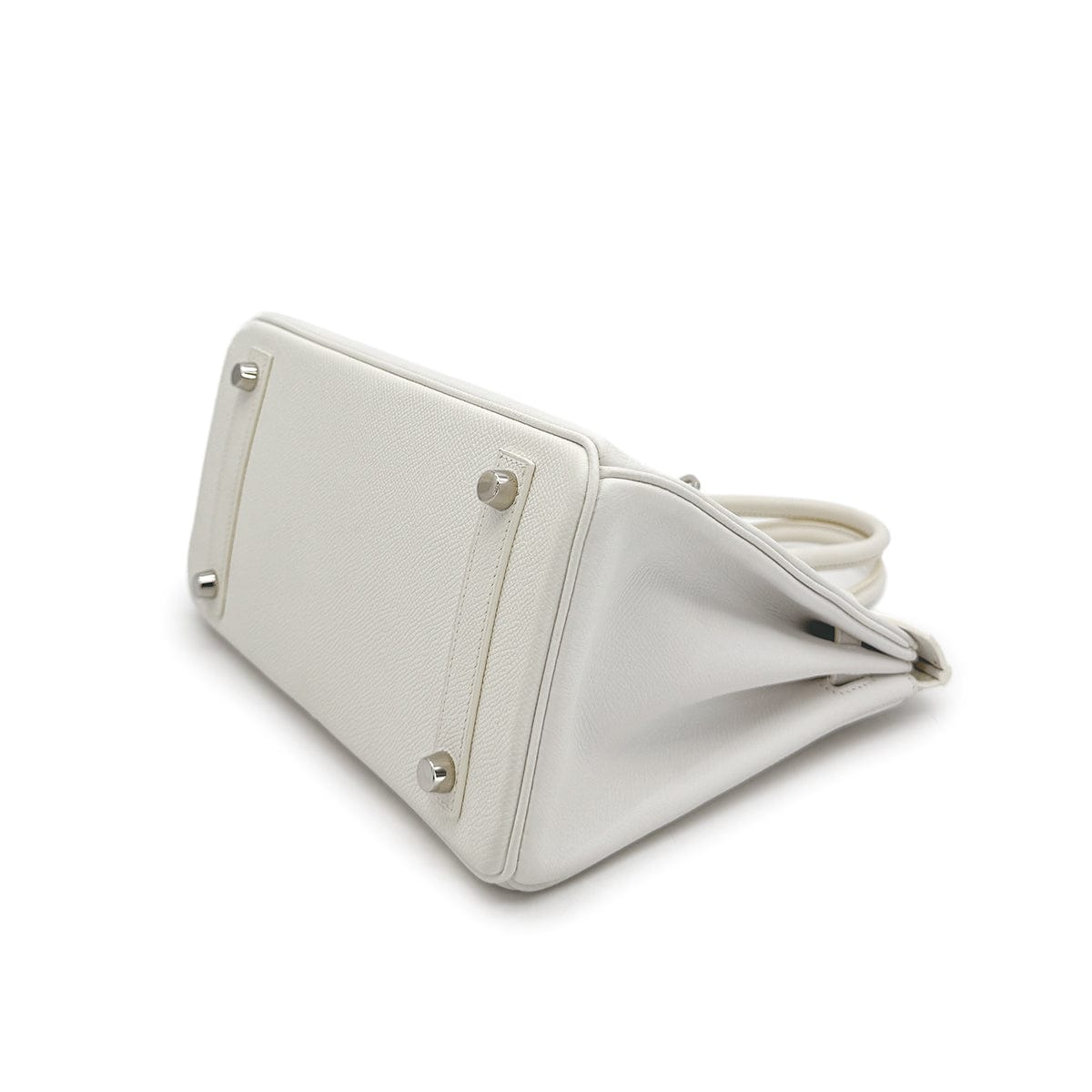 PURPOSE HERMES BIRKIN 25 BLANC VEAU EPSOM HAND BAG 2009 SQUARE M PALLADIUM HARDWARE 90317617