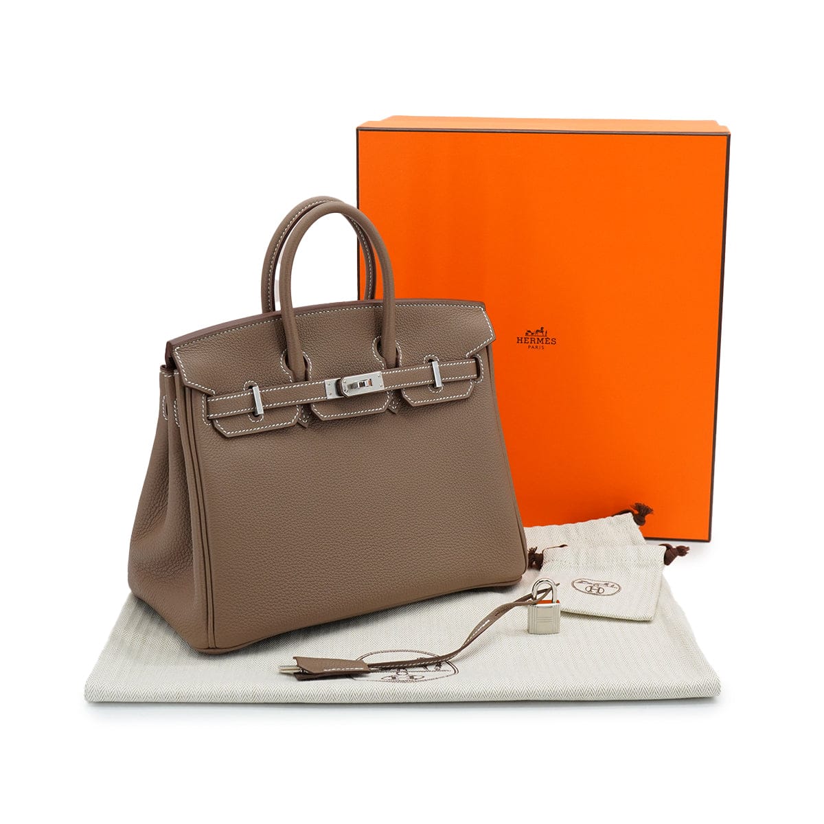 PURPOSE HERMES BIRKIN 25 ETOUPE TOGO HAND BAG 2026 G STAMP PALLADIUM HARDWARE 90327142