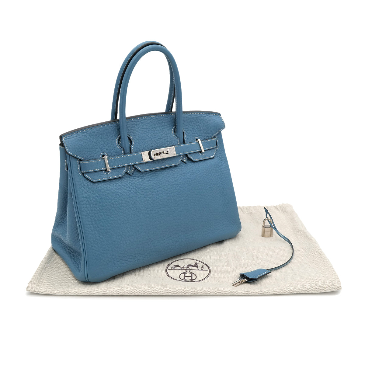 PURPOSE HERMES BIRKIN 30 BLUE JEAN TAURILLON CLEMENCE HAND BAG ▢K SHW 90302641