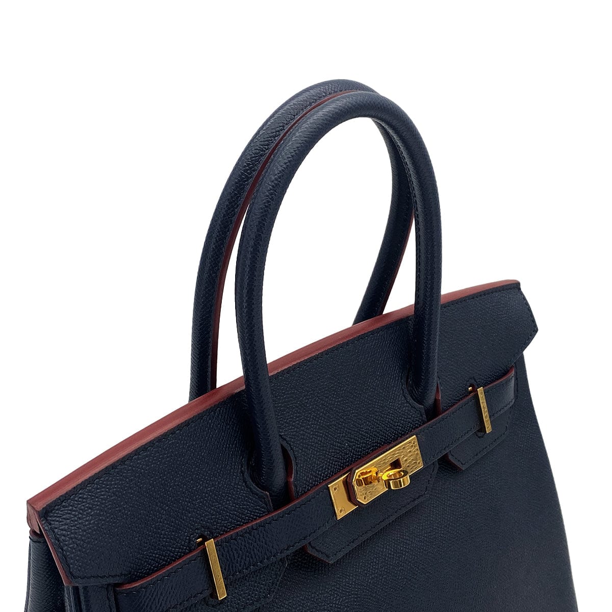 PURPOSE HERMES BIRKIN 30 CONTOUR BULUE INDIGO ROUGE H VEAU EPSOM HAND BAG 2017 A STAMP GOLD HARDWARE 90326203