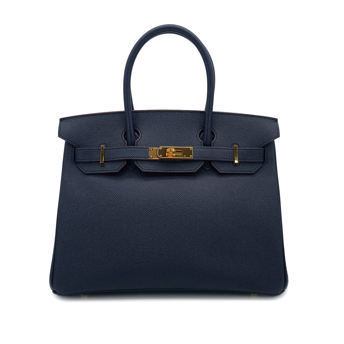 PURPOSE HERMES BIRKIN 30 CONTOUR BULUE INDIGO ROUGE H VEAU EPSOM HAND BAG 2017 A STAMP GOLD HARDWARE 90326203