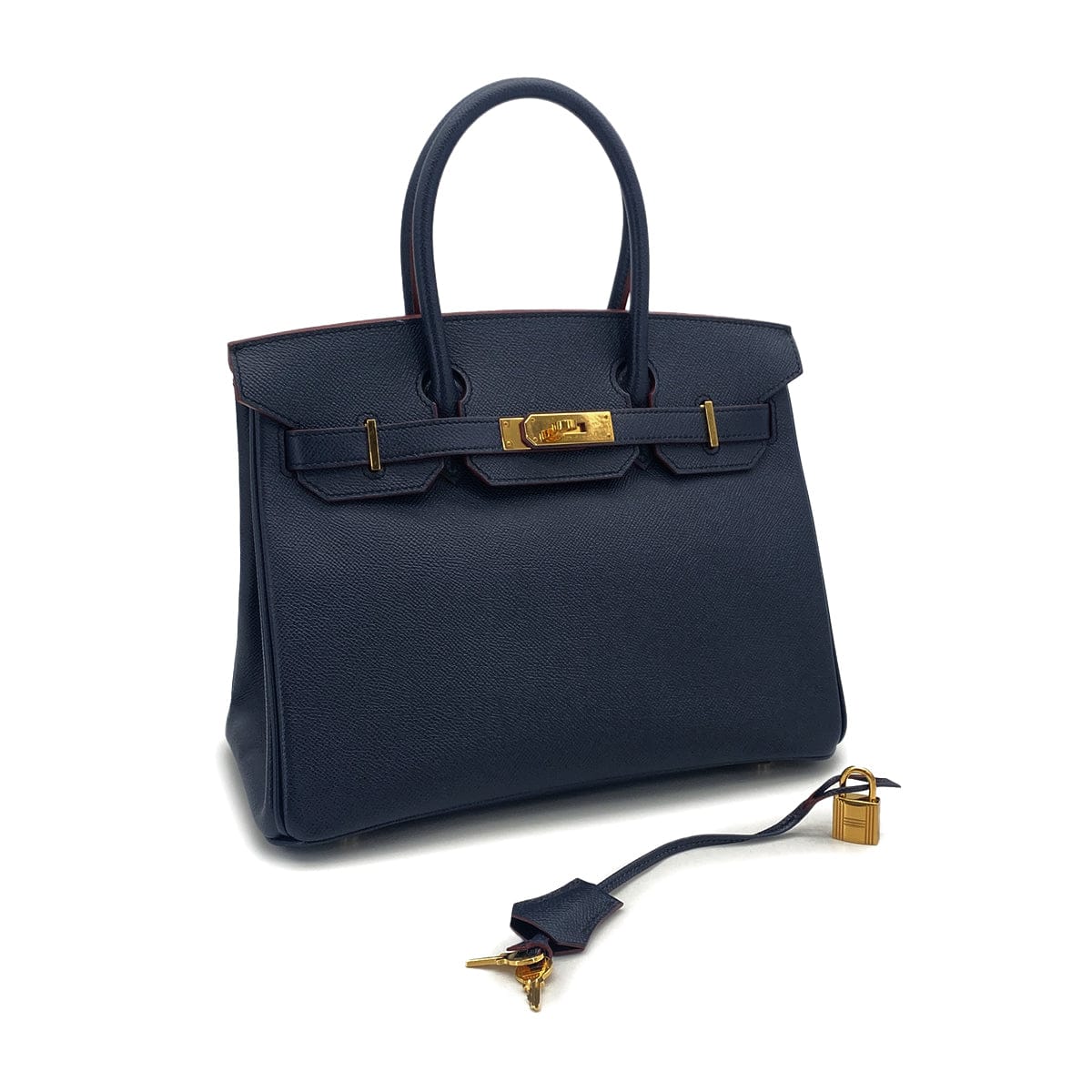 PURPOSE HERMES BIRKIN 30 CONTOUR BULUE INDIGO ROUGE H VEAU EPSOM HAND BAG 2017 A STAMP GOLD HARDWARE 90326203
