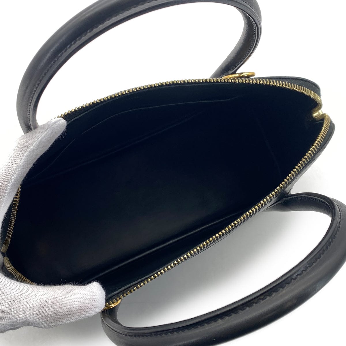 PURPOSE HERMES BOLIDE 31 BLACK BOXCALF HAND SHOULDER BAG 2002 SQUARE F GOLD HARDWARE 90320998