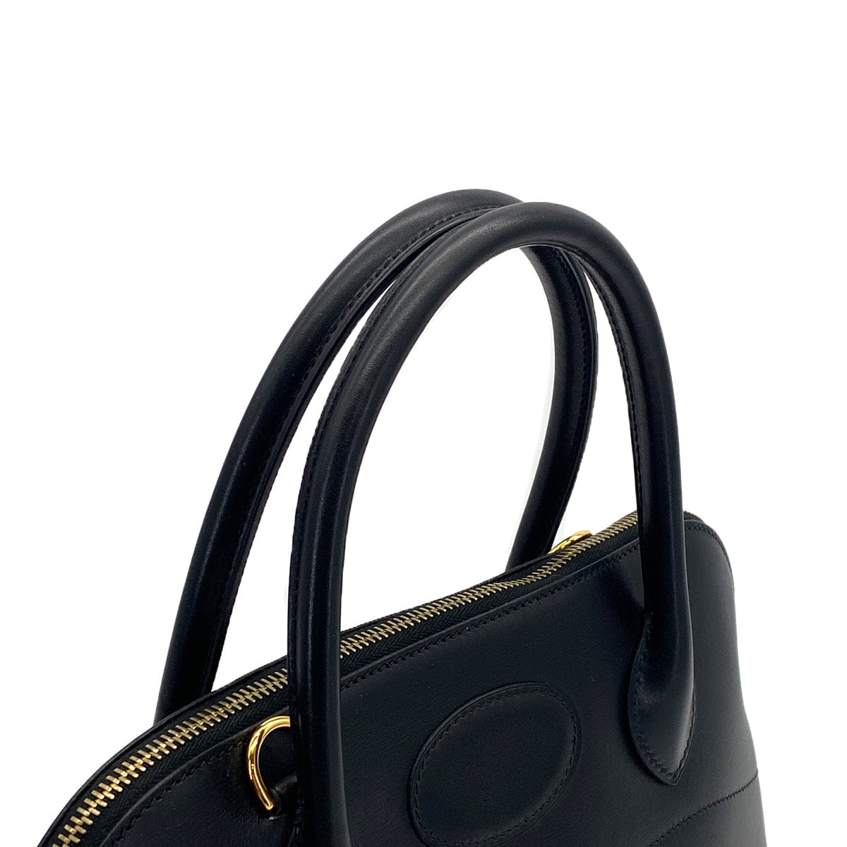 PURPOSE HERMES BOLIDE 31 BLACK BOXCALF HAND SHOULDER BAG 2002 SQUARE F GOLD HARDWARE 90320998