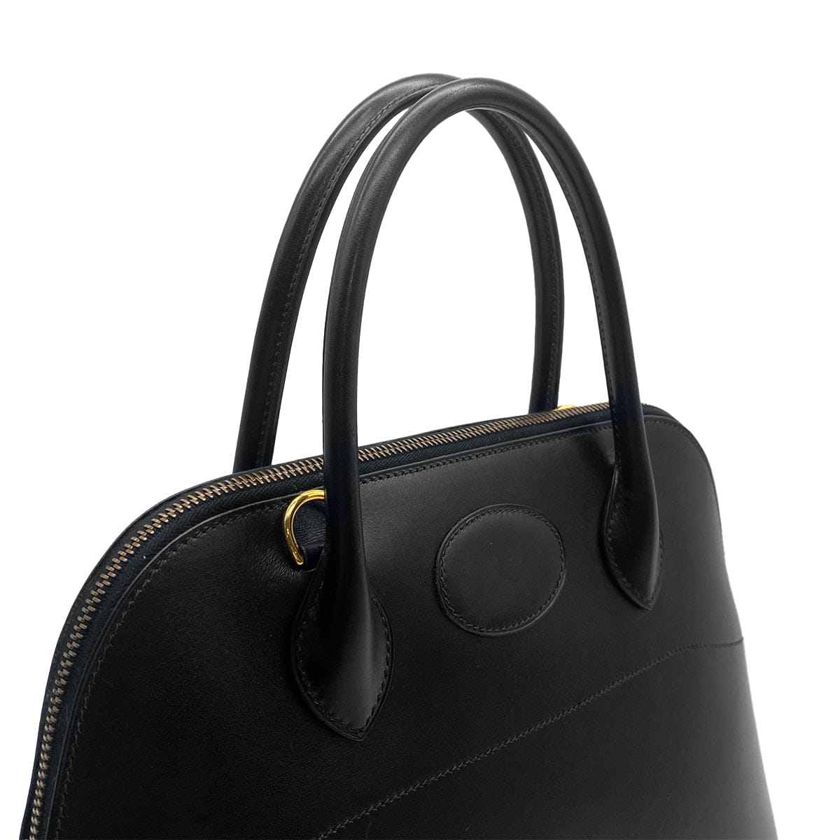 PURPOSE HERMES BOLIDE 31 BLACK BOXCALF HAND SHOULDER BAG 〇Y GOLD HARDWARE 90308963
