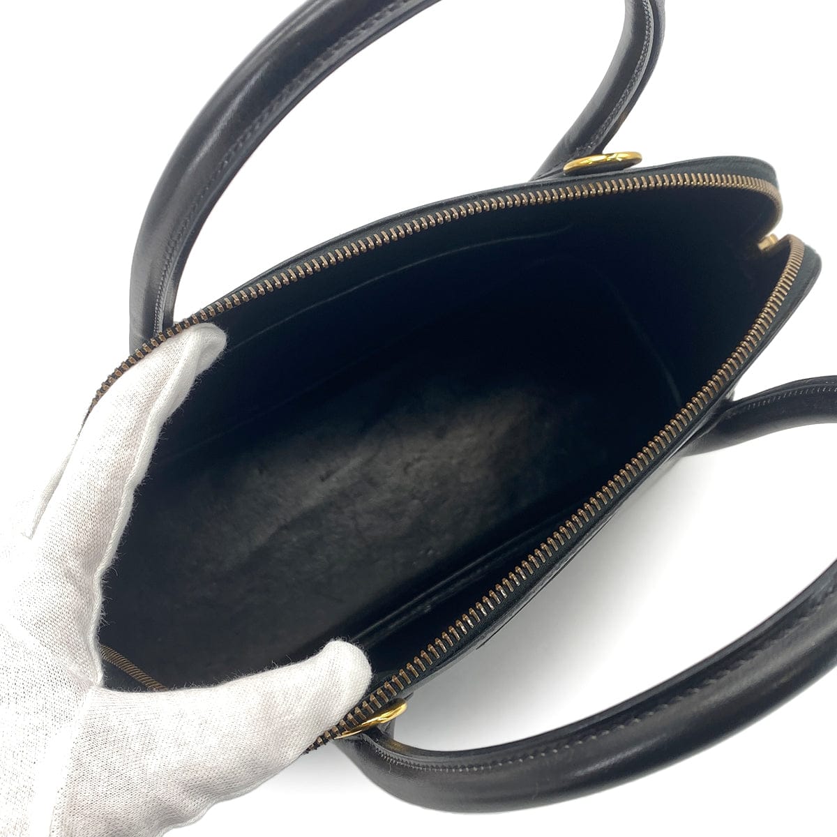 PURPOSE HERMES BOLIDE 31 BLACK BOXCALF HAND SHOULDER BAG 〇Y GOLD HARDWARE 90308963