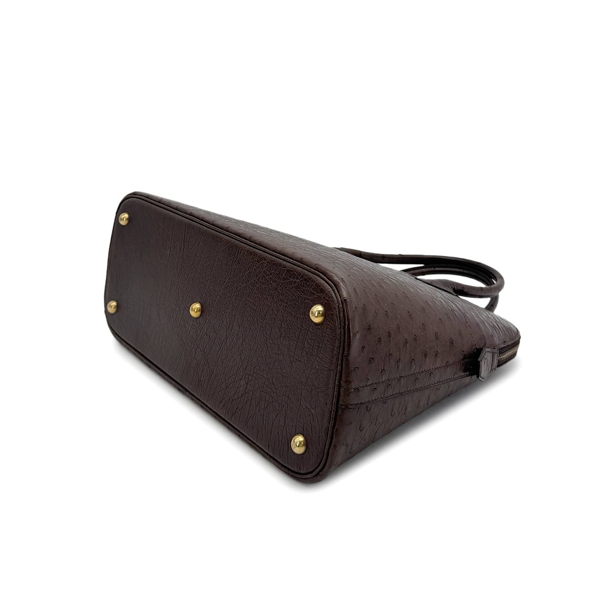 PURPOSE HERMES BOLIDE 35 CHOCOLAT OSTRICH HAND SHOULDER BAG 〇Y GOLD HARDWARE 90309175
