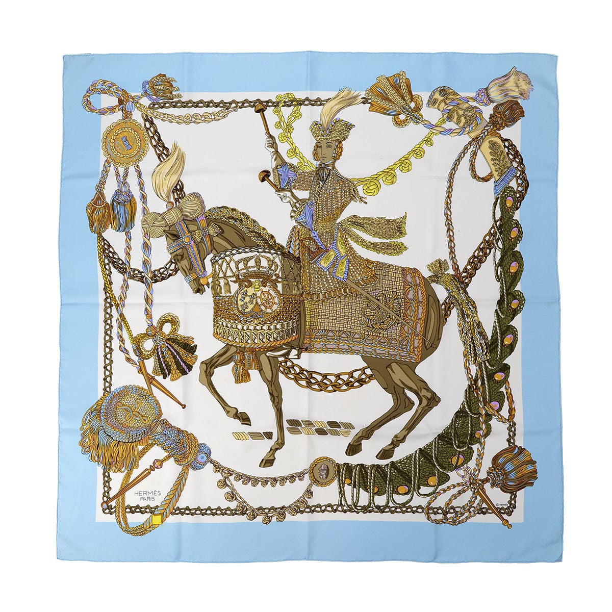 PURPOSE HERMES CARRE 90 SCARF LE TIMBALIER SILK MULTICOLOR 90304191