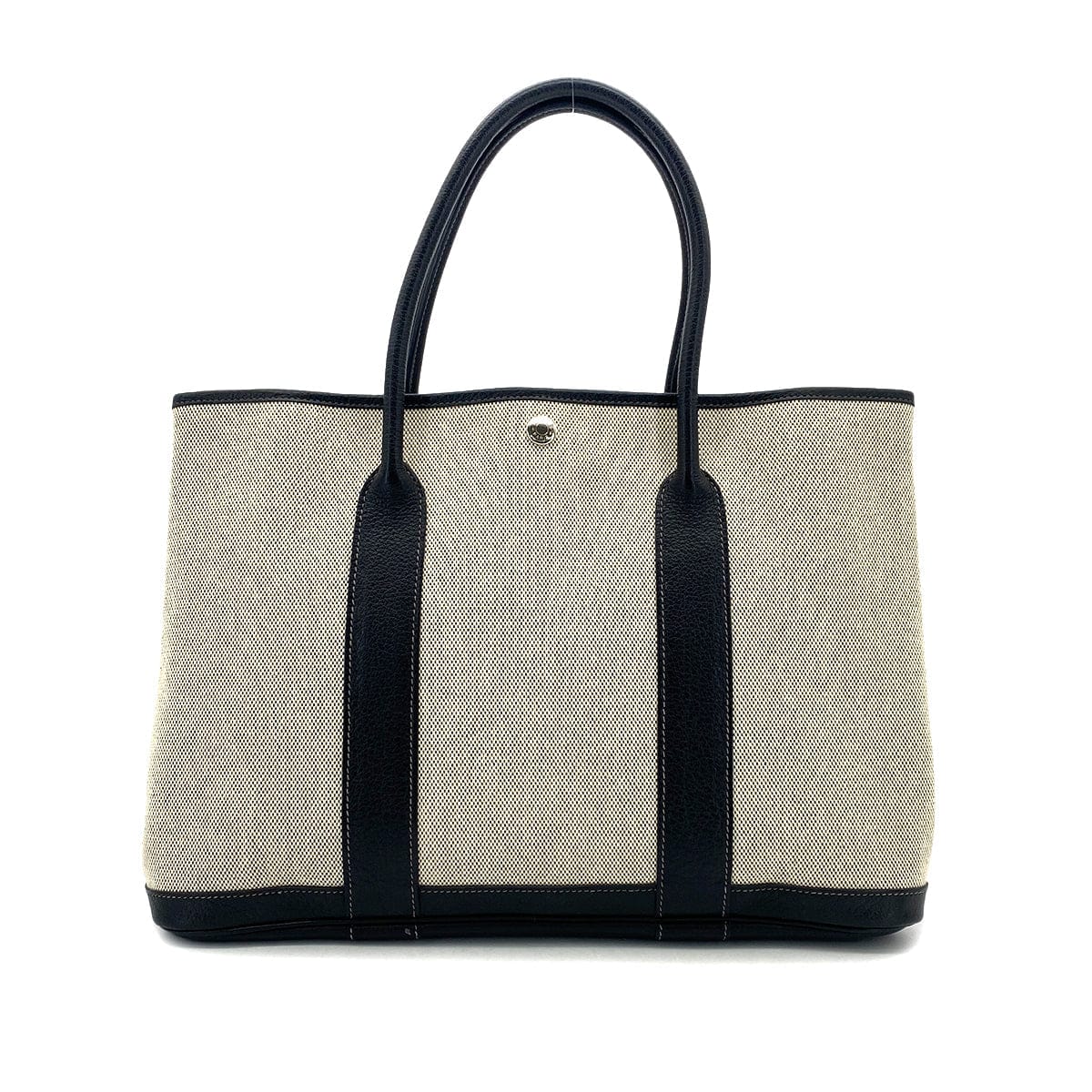 PURPOSE HERMES GARDEN PARTY 36 PM ECRU BLACK TOILE H TOTE BAG □J 90304711