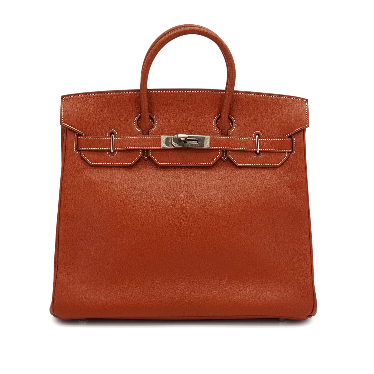 HERMES HAUT A COURROIES 32 BRIQUE CHEVRE HAND BAG 2006 SQUARE J PALLADIUM HARDWARE  DXBS6657
