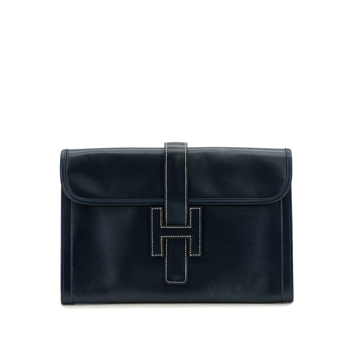 PURPOSE HERMES JIGE PM CLUTCH BAG BLUE INDGO BOX CALF 1995 CIRCLE Y 90322282