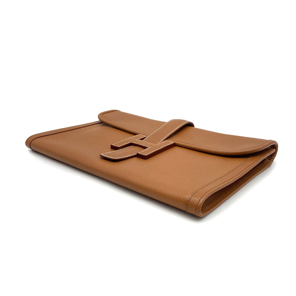 HERMES JIGE PM CLUTCH BAG GOLD COURCHEVEL 1997 SQUARE A 90321637 DXBS6383