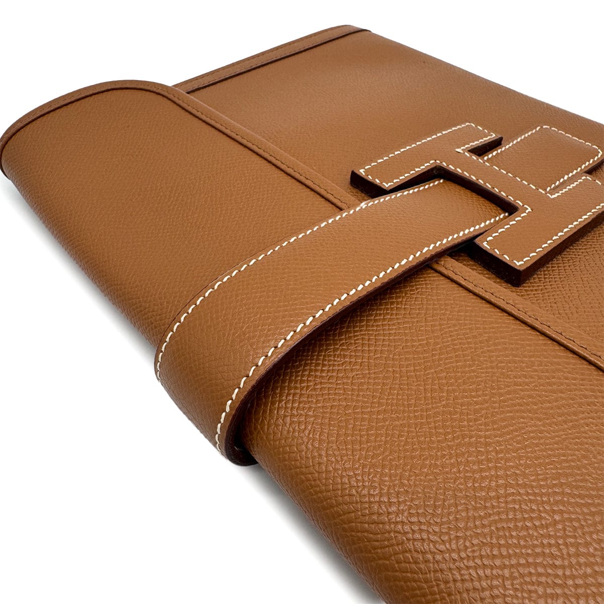 PURPOSE HERMÈS JIGE PM GOLD COURCHEVEL CLUTCH BAG 2001 SQUARE E 90321163