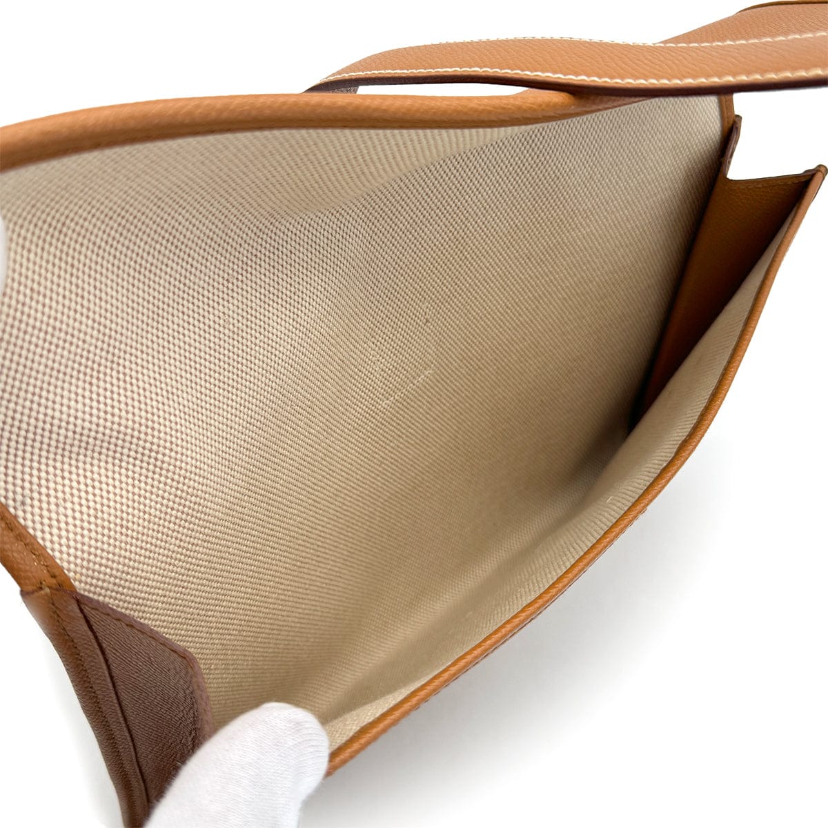 PURPOSE HERMÈS JIGE PM GOLD COURCHEVEL CLUTCH BAG 2001 SQUARE E 90321163
