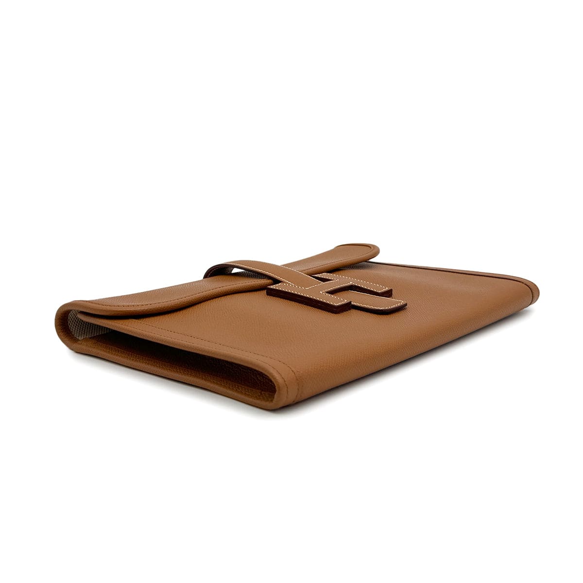 PURPOSE HERMÈS JIGE PM GOLD COURCHEVEL CLUTCH BAG 2001 SQUARE E 90321163