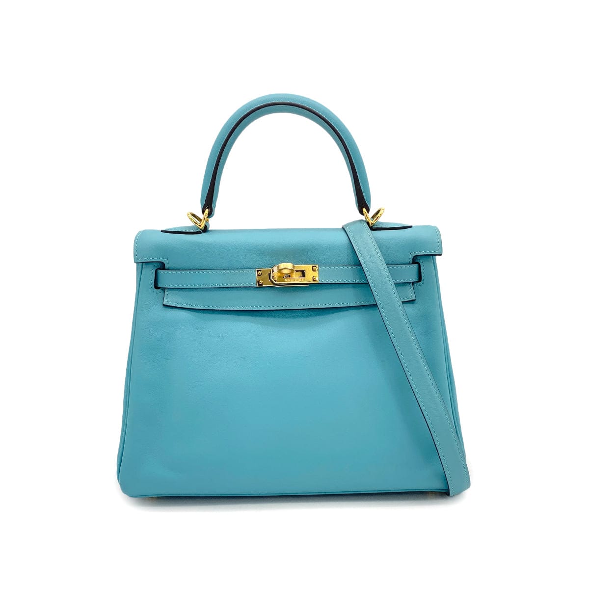 PURPOSE HERMES KELLY 25 RETOURNE BLUE SAINT CYR SWIFT HAND SHOULDER BAG 2015 T GOLD HARDWARE 90327251