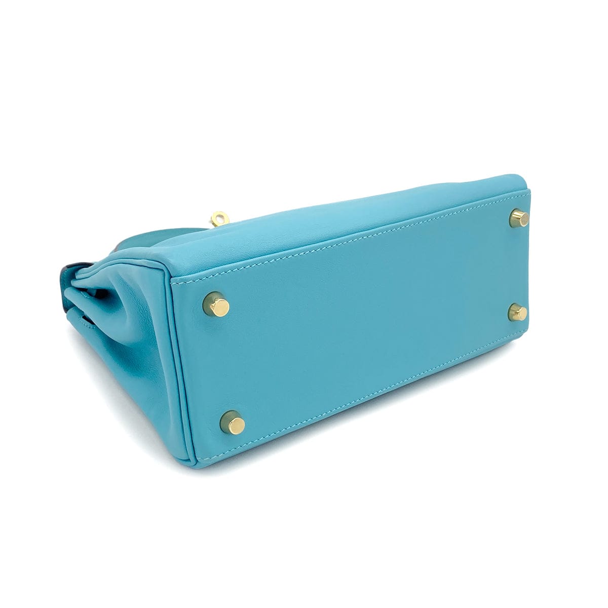 PURPOSE HERMES KELLY 25 RETOURNE BLUE SAINT CYR SWIFT HAND SHOULDER BAG 2015 T GOLD HARDWARE 90327251