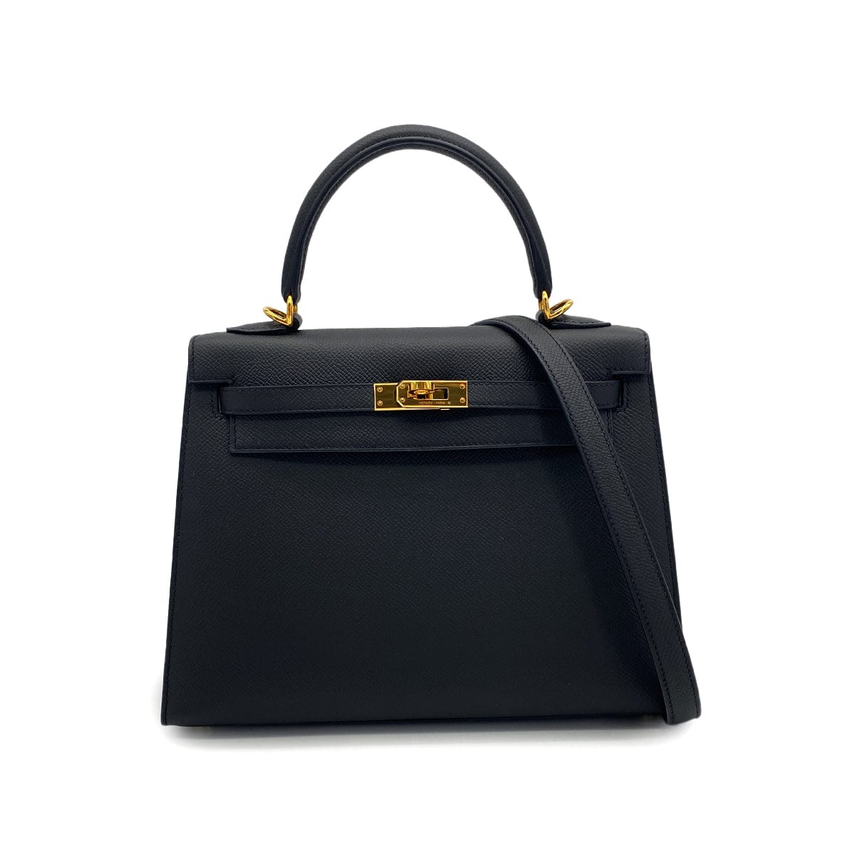 PURPOSE HERMES KELLY 25 SELLIER BLACK EPSOM HAND SHOULDER BAG 2021 Z STAMP GOLD HARDWARE 90325333