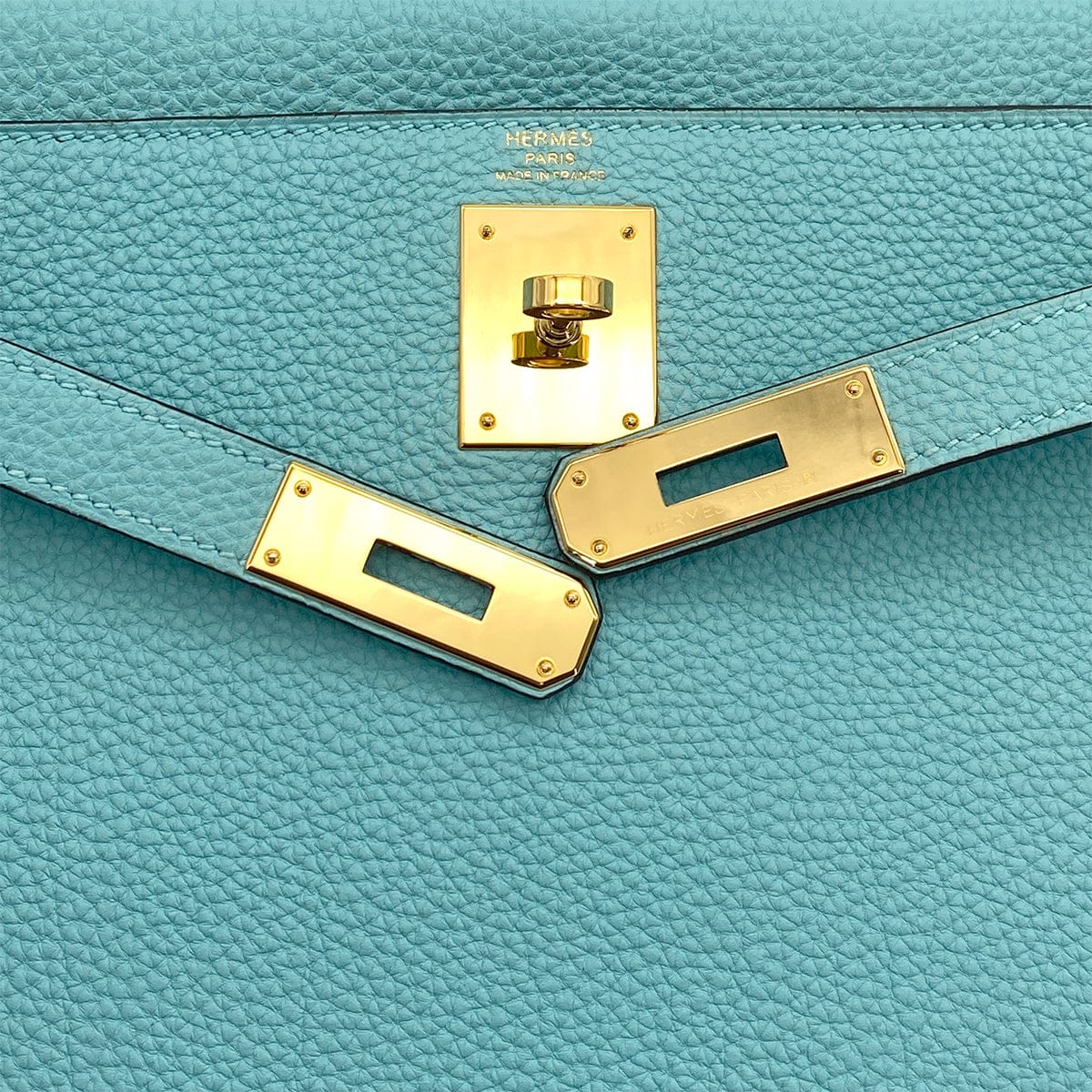 PURPOSE HERMES KELLY 28 RETOURNE BLUE ATOLL TOGO HAND SHOULDER BAG T GOLD HARDWARE 90309264