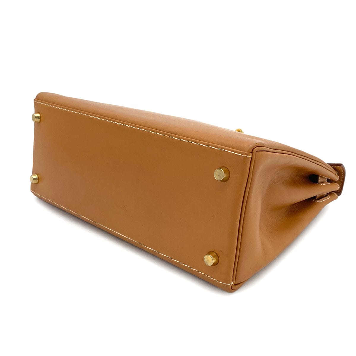 PURPOSE HERMES KELLY 28 RETOURNE NATUREL BOXCALF HAND SHOULDER BAG 1994 CIRCLE X GOLD HARDWARE 90324283