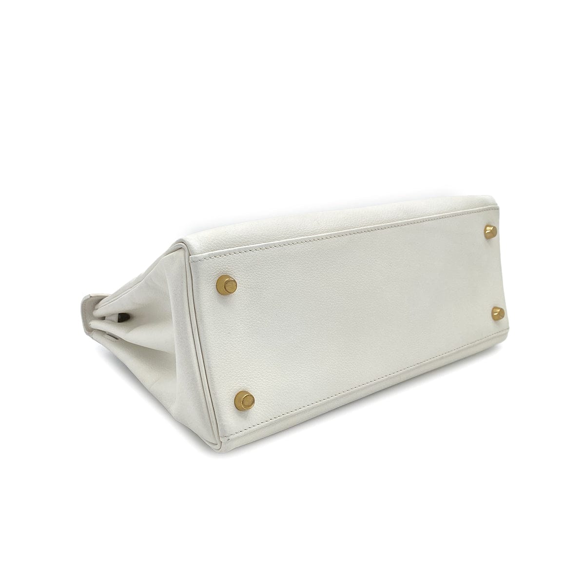PURPOSE HERMES KELLY 28 RETOURNE WHITE GRAINE HAND SHOULDER BAG 〇W GOLD HARDWARE 90308961