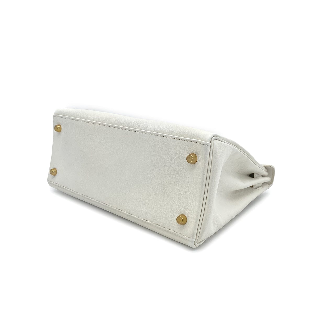 PURPOSE HERMES KELLY 28 RETOURNE WHITE GRAINE HAND SHOULDER BAG 〇W GOLD HARDWARE 90308961