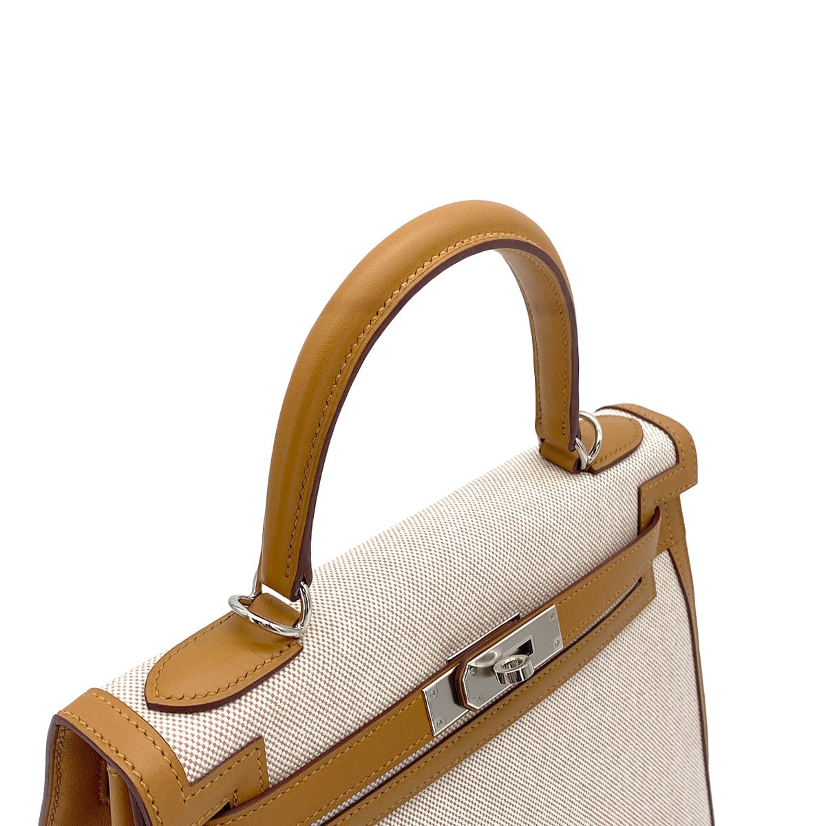 PURPOSE HERMES KELLY 28 SELLIER BISCUIT TOILE H VEAU SWIFT HAND SHOULDER BAG 2021 Z STAMP PALLADIUM HARDWARE 90327051