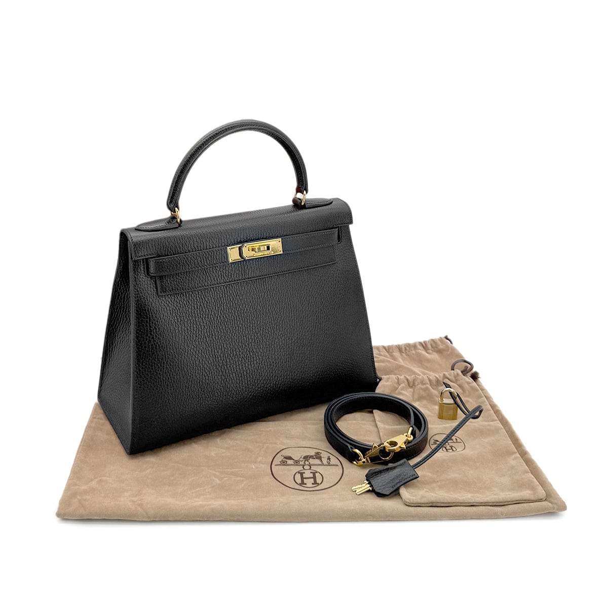 PURPOSE HERMES KELLY 28 SELLIER BLACK ARDENNES HAND SHOULDER BAG 〇Z GHW 90281826