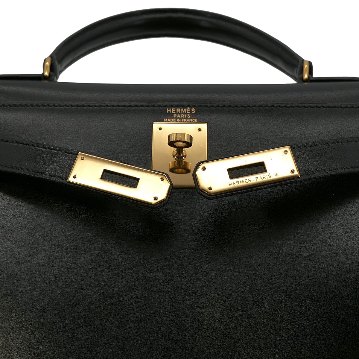 PURPOSE HERMES KELLY 28 SELLIER BLACK BOX CALF HAND SHOULDER BAG 〇U GHW 90301088