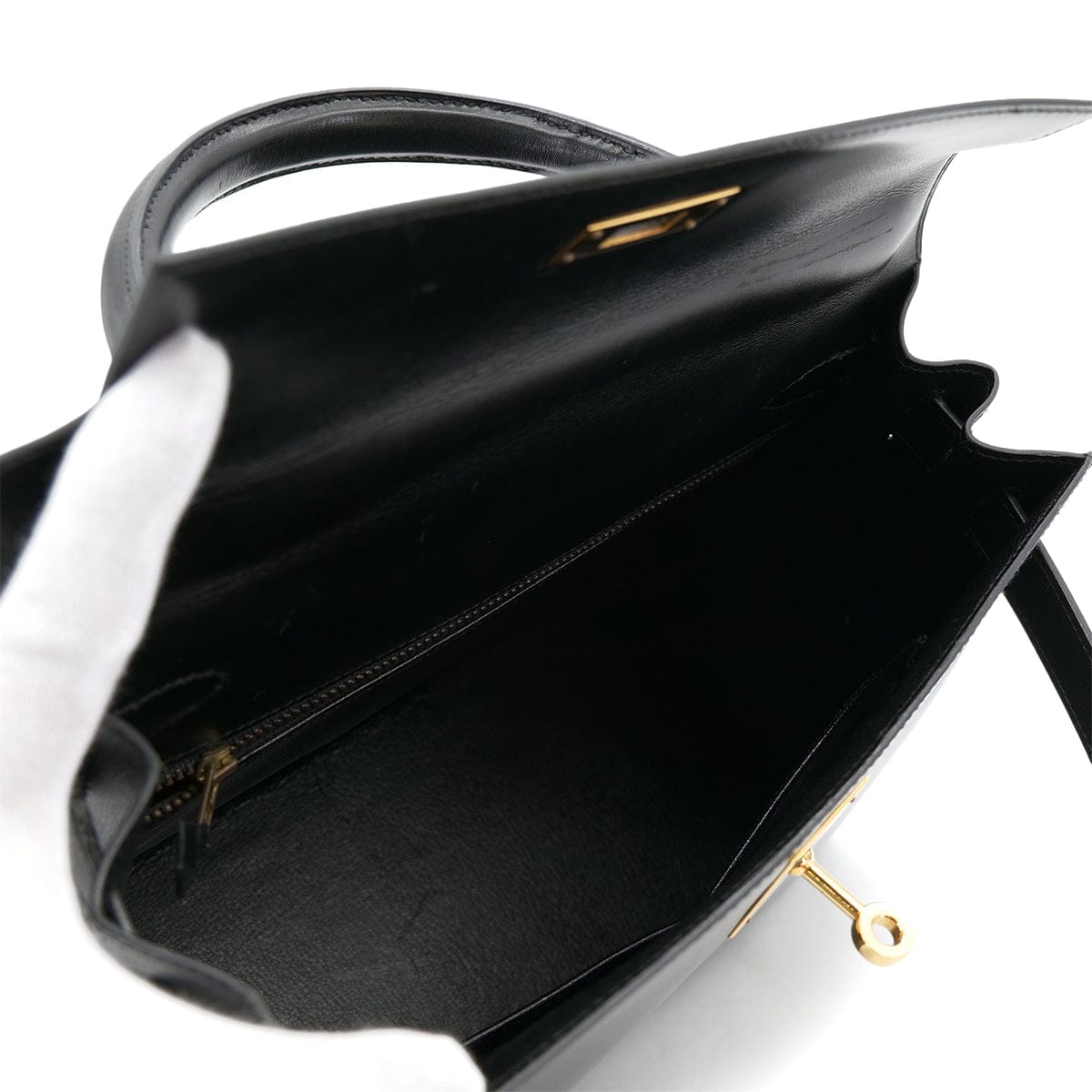 PURPOSE HERMES KELLY 28 SELLIER BLACK BOX CALF HAND SHOULDER BAG 〇U GHW 90301089