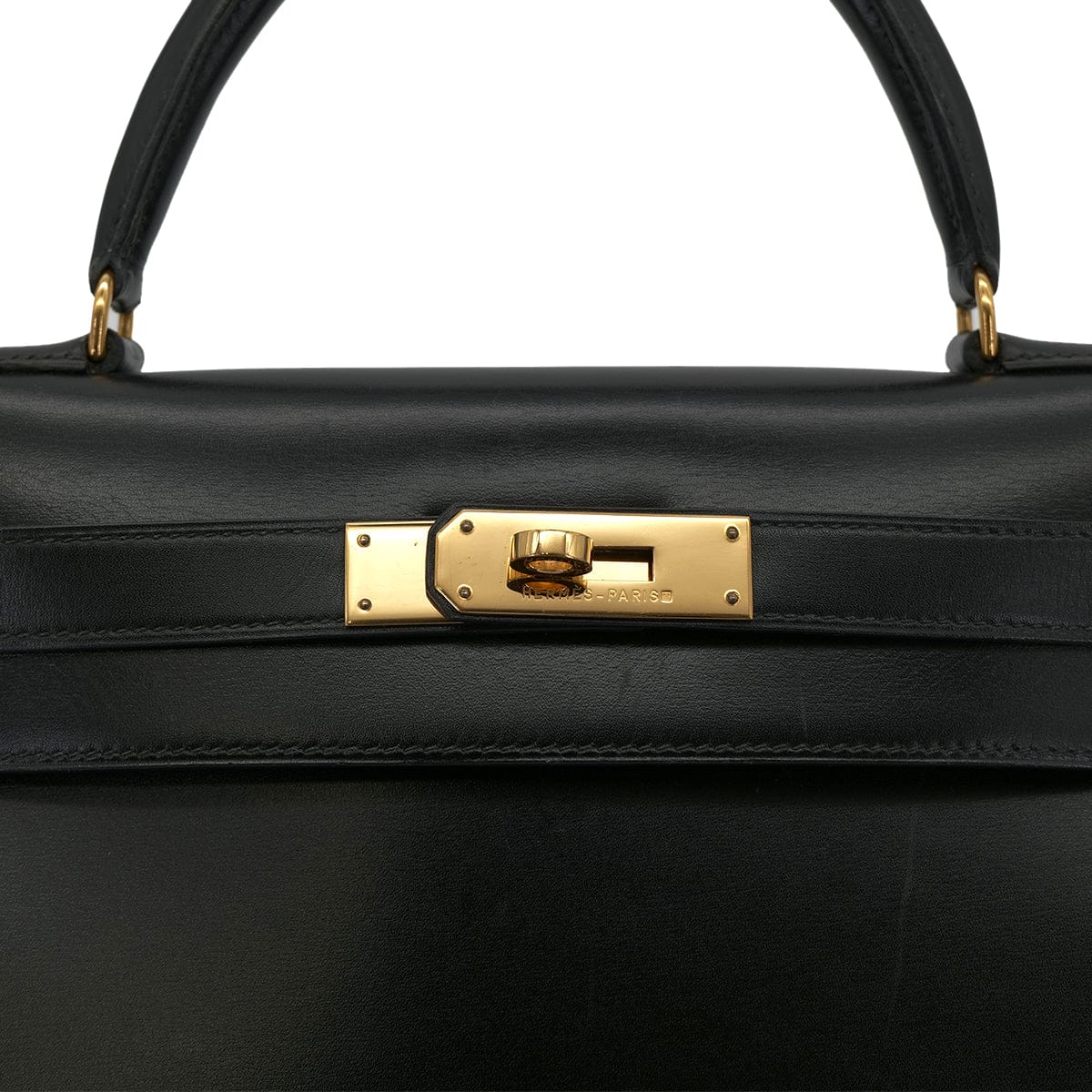 PURPOSE HERMES KELLY 28 SELLIER BLACK BOX CALF HAND SHOULDER BAG 〇U GHW 90301089