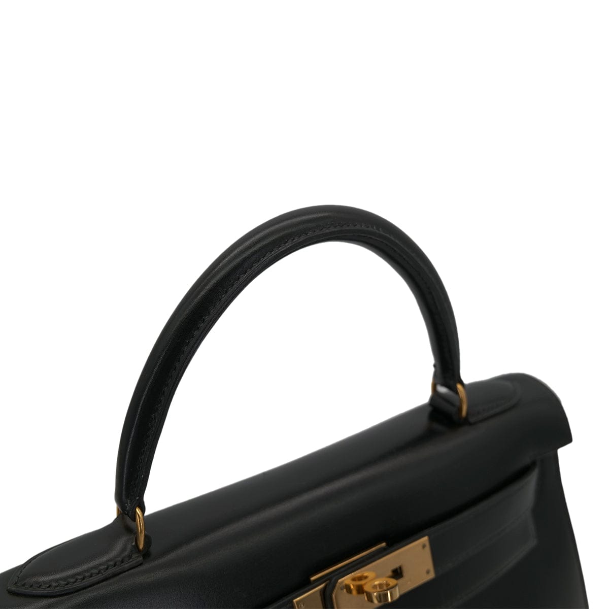 PURPOSE HERMES KELLY 28 SELLIER BLACK BOX CALF HAND SHOULDER BAG 〇U GHW 90301089