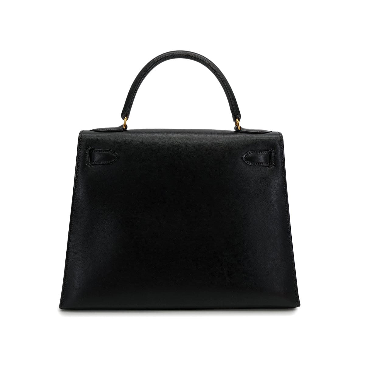 PURPOSE HERMES KELLY 28 SELLIER BLACK BOXCALF HAND BAG 1974 CIRCLE D GOLD HARDWRE 90312613
