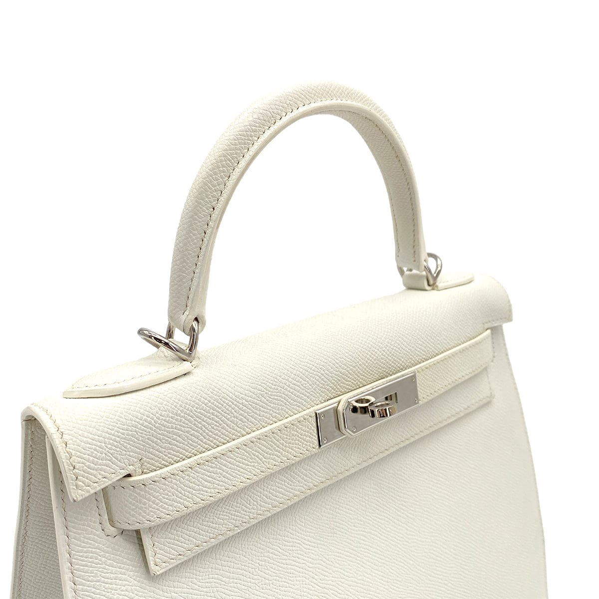 PURPOSE HERMES KELLY 28 SELLIER WHITE VEAU EPSOM HAND SHOULDER BAG □L PALLADIUM HARDWARE 90310266