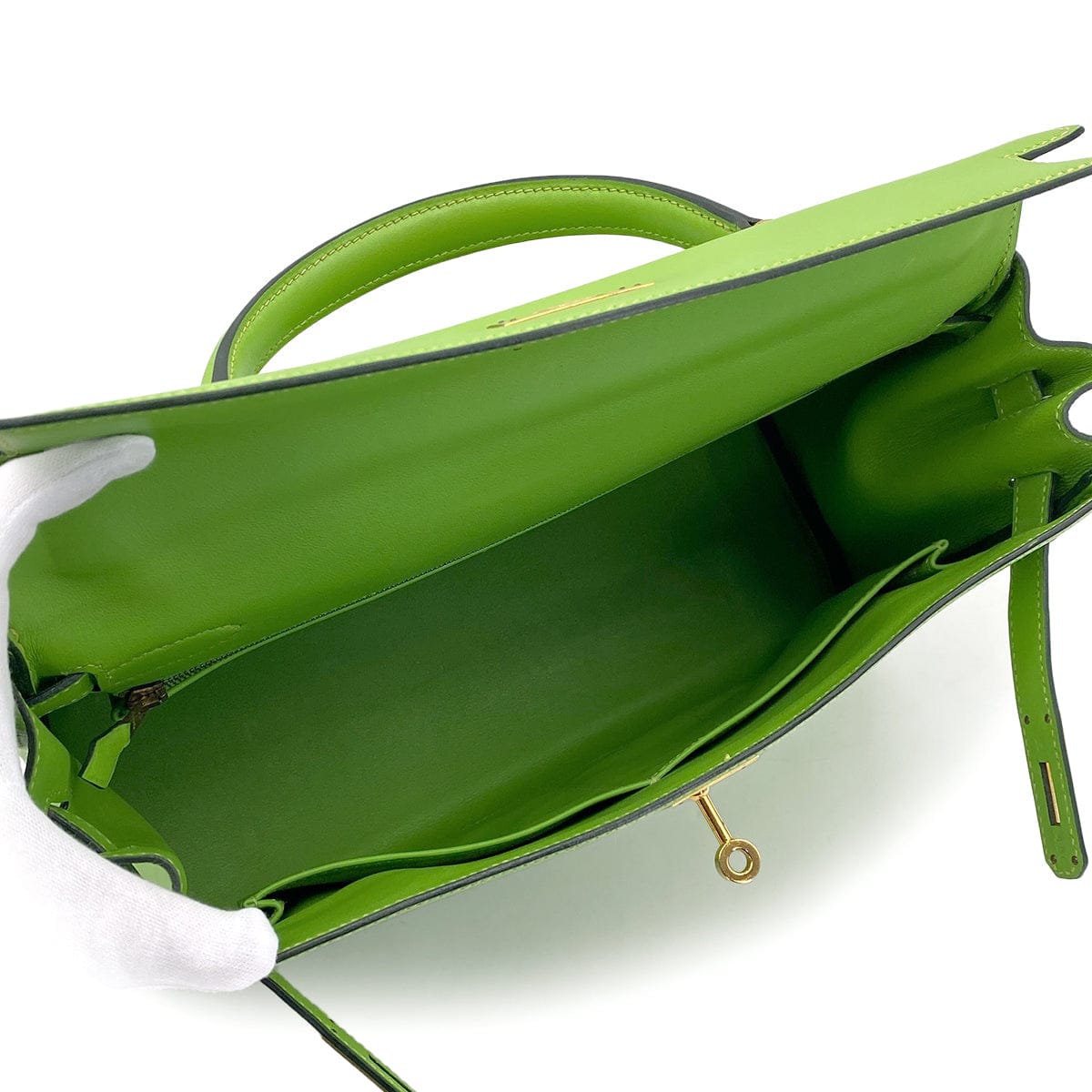 PURPOSE HERMES KELLY 32 RETORNE APPLE GREEN VEAU GULLIVER HAND SHOULDER BAG 2001 SQUARE E GOLD HARDWARE 90320996