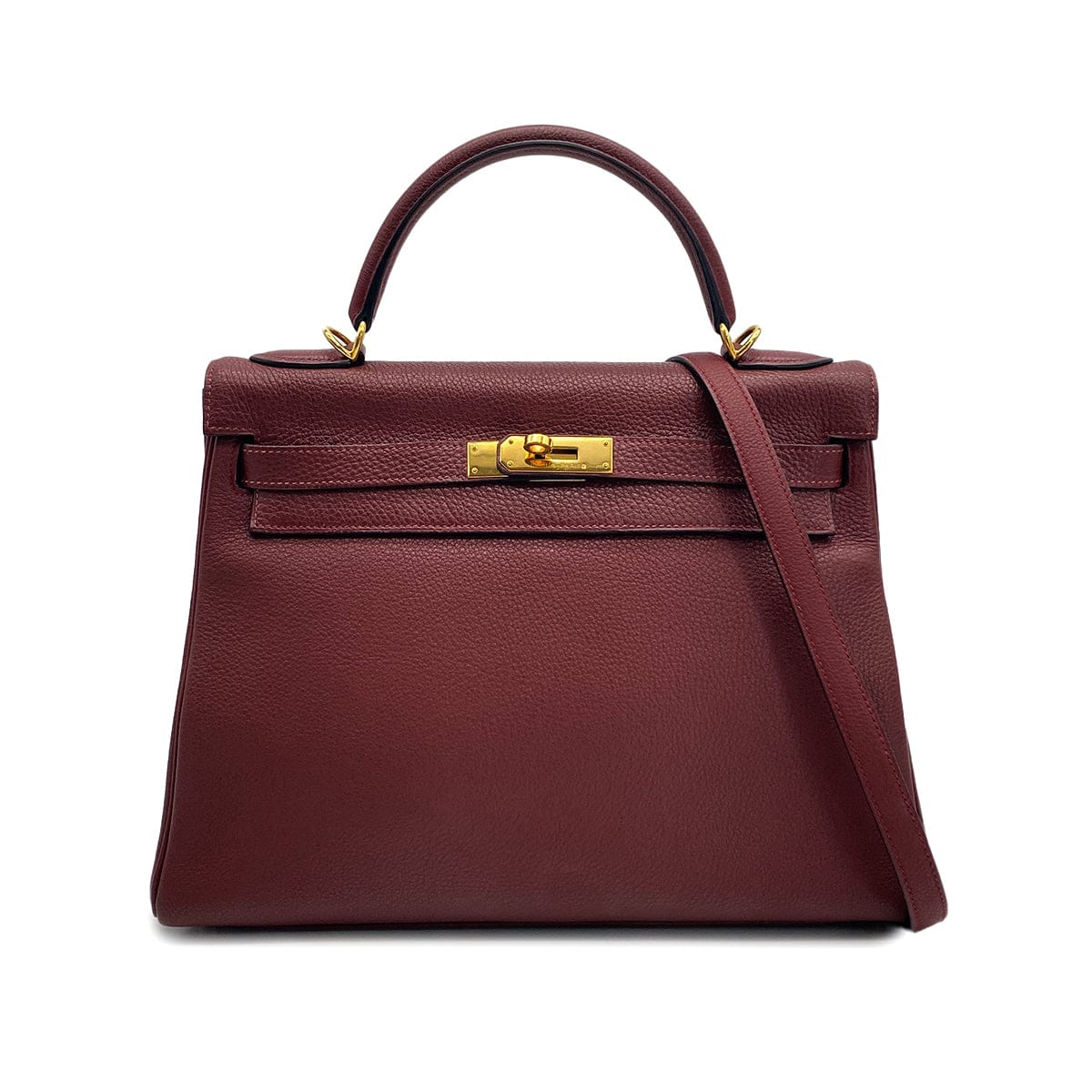 HERMES KELLY 32 RETORNE ROUGE H TOGO HAND BAG 2001 SQUARE E GOLD HARDWARE 90324279