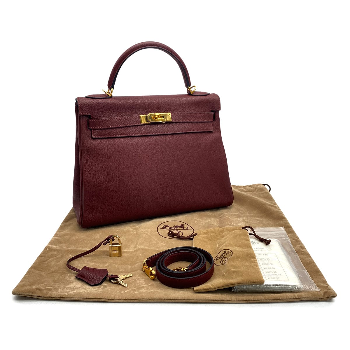 HERMES KELLY 32 RETORNE ROUGE H TOGO HAND BAG 2001 SQUARE E GOLD HARDWARE 90324279