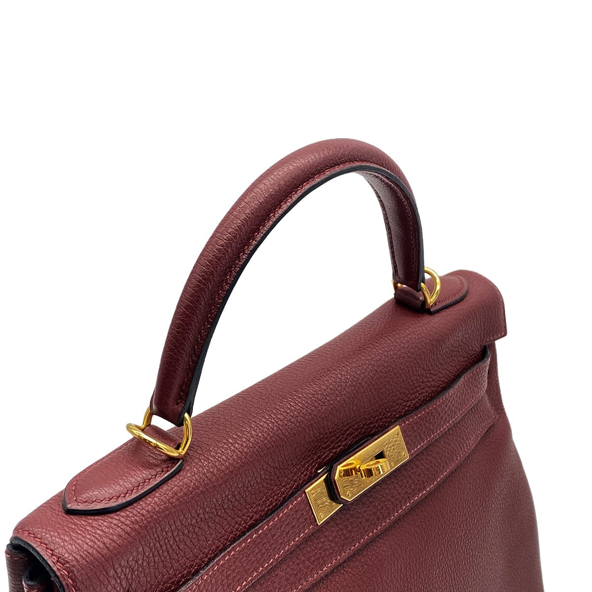 HERMES KELLY 32 RETORNE ROUGE H TOGO HAND BAG 2001 SQUARE E GOLD HARDWARE 90324279