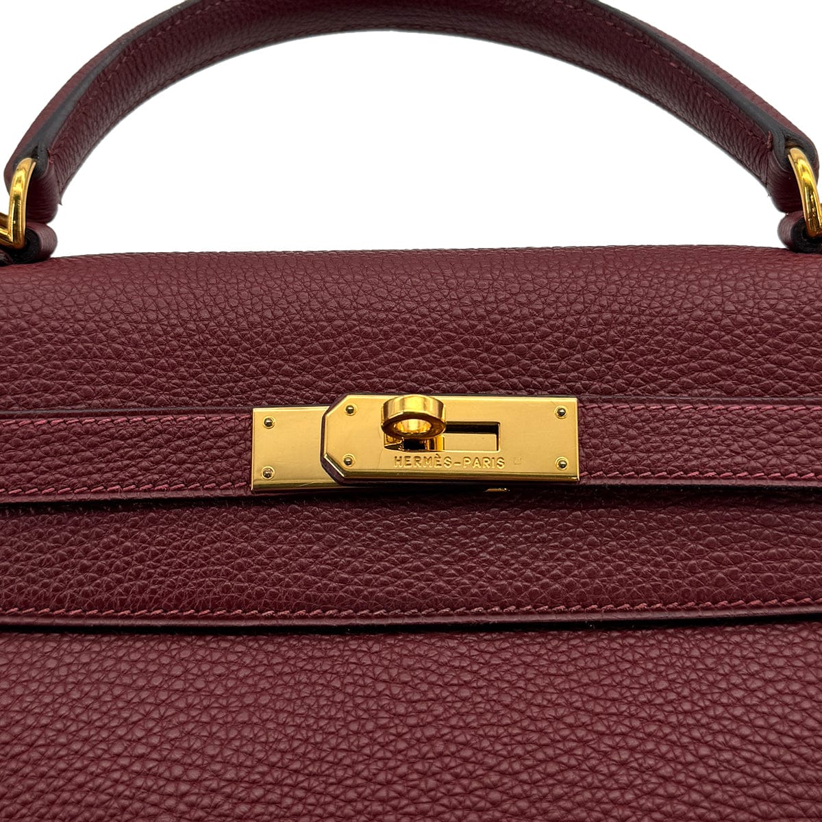 PURPOSE HERMES KELLY 32 RETOURNE ROUGE H TOGO HAND BAG 2004 SQUARE H GOLD HARDWARE 90309799