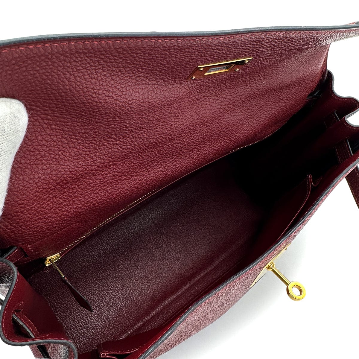 PURPOSE HERMES KELLY 32 RETOURNE ROUGE H TOGO HAND BAG 2004 SQUARE H GOLD HARDWARE 90309799