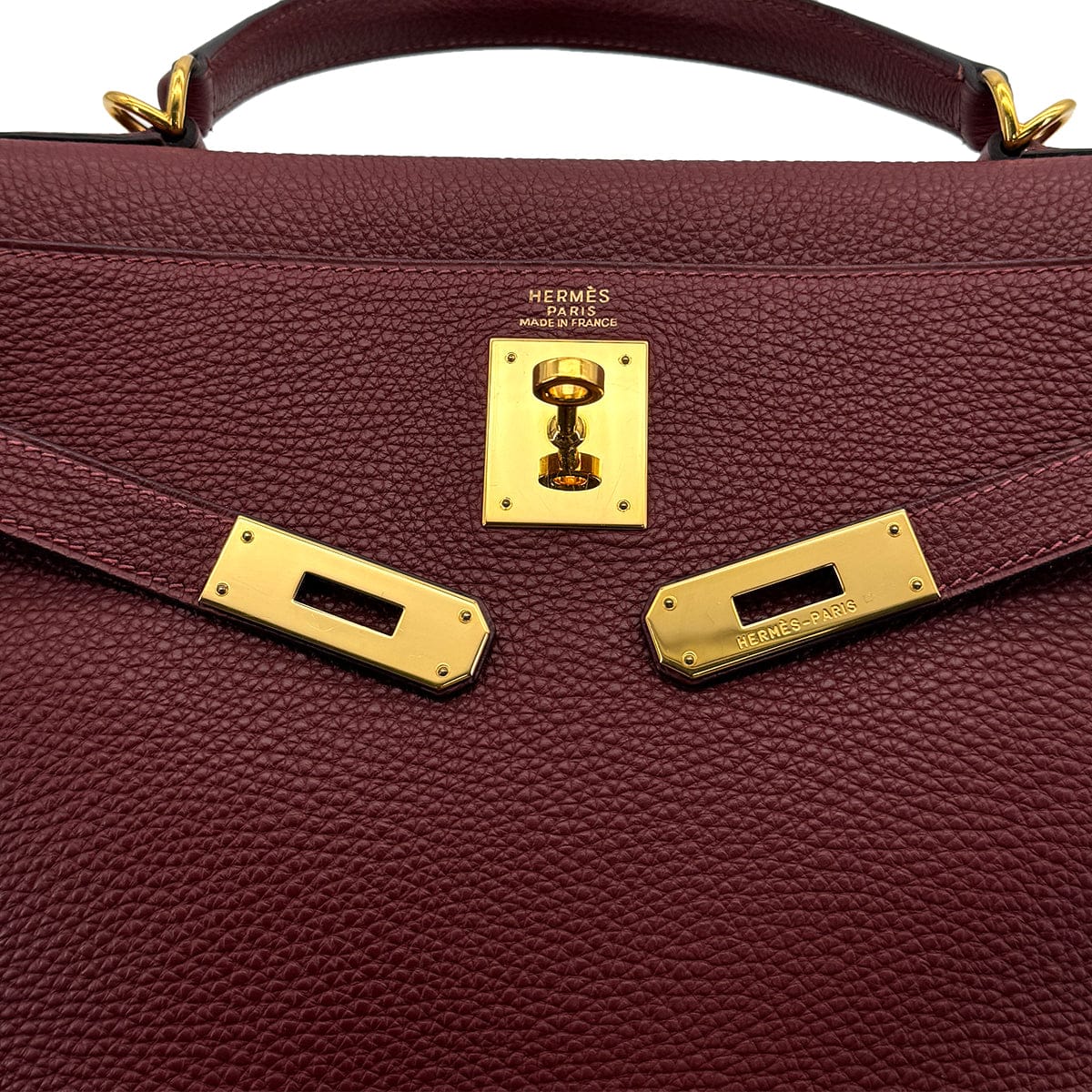 PURPOSE HERMES KELLY 32 RETOURNE ROUGE H TOGO HAND BAG 2004 SQUARE H GOLD HARDWARE 90309799