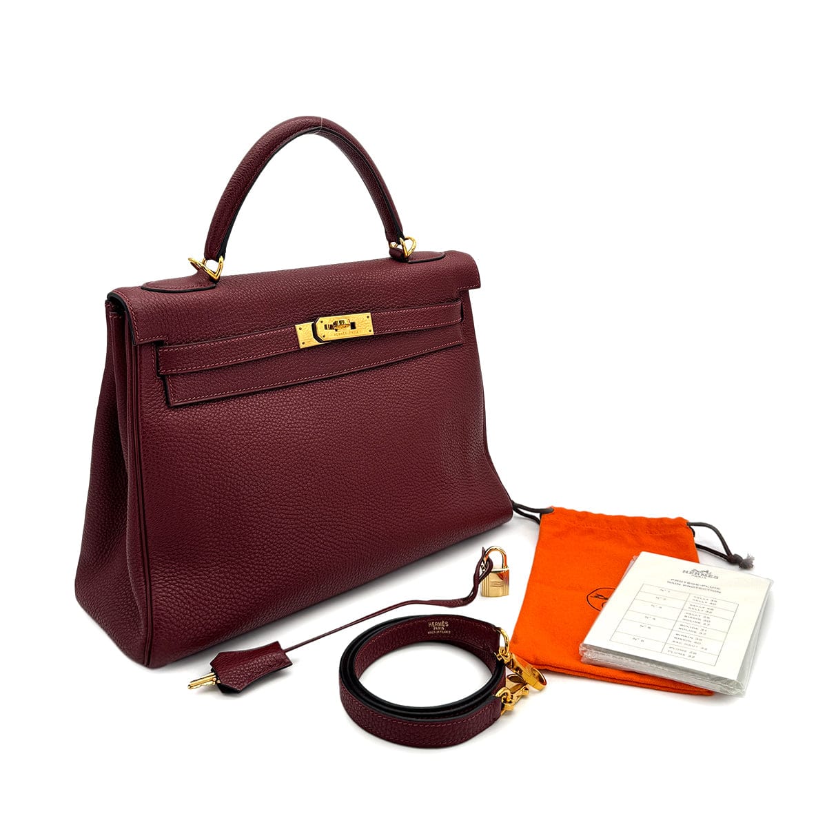 PURPOSE HERMES KELLY 32 RETOURNE ROUGE H TOGO HAND BAG 2004 SQUARE H GOLD HARDWARE 90309799