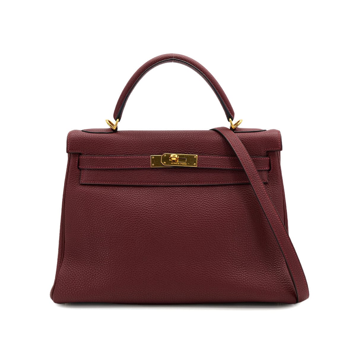 PURPOSE HERMES KELLY 32 RETOURNE ROUGE H TOGO HAND BAG 2004 SQUARE H GOLD HARDWARE 90309799