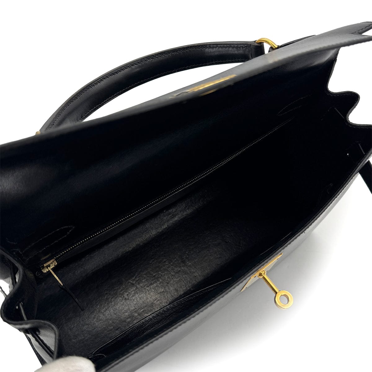 PURPOSE HERMES KELLY 32 SELLIER BLACK BOXCALF HAND SHOULDER BAG □C GOLD HARDWARE 90309800